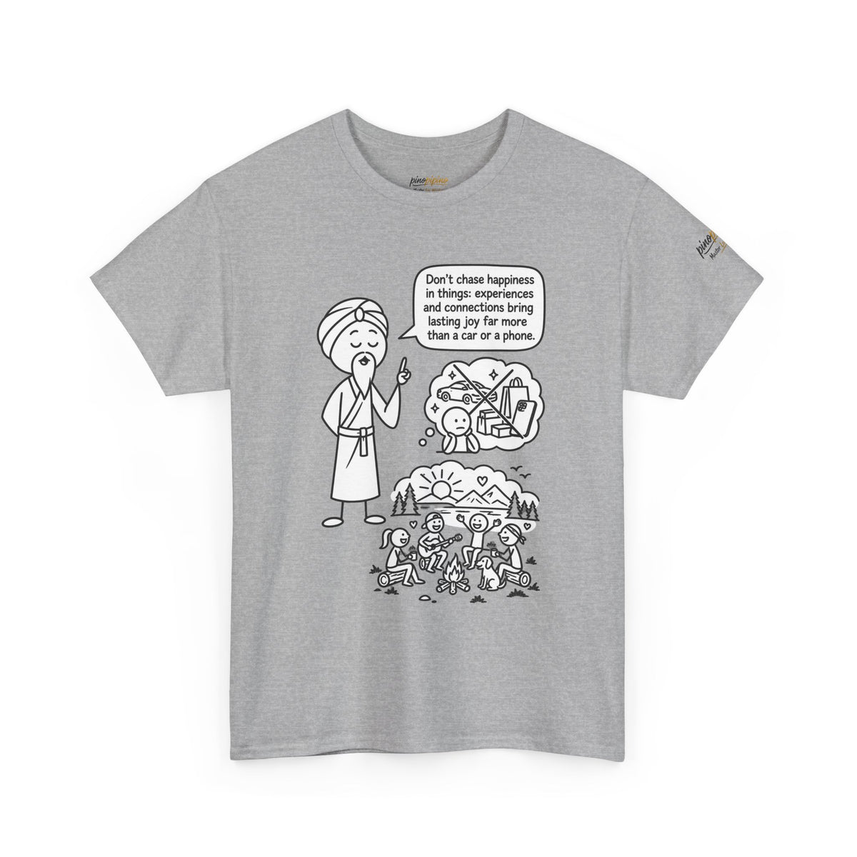 Mindful Graphic Tee – "Don't Chase Happiness in things" Illustration Shirt