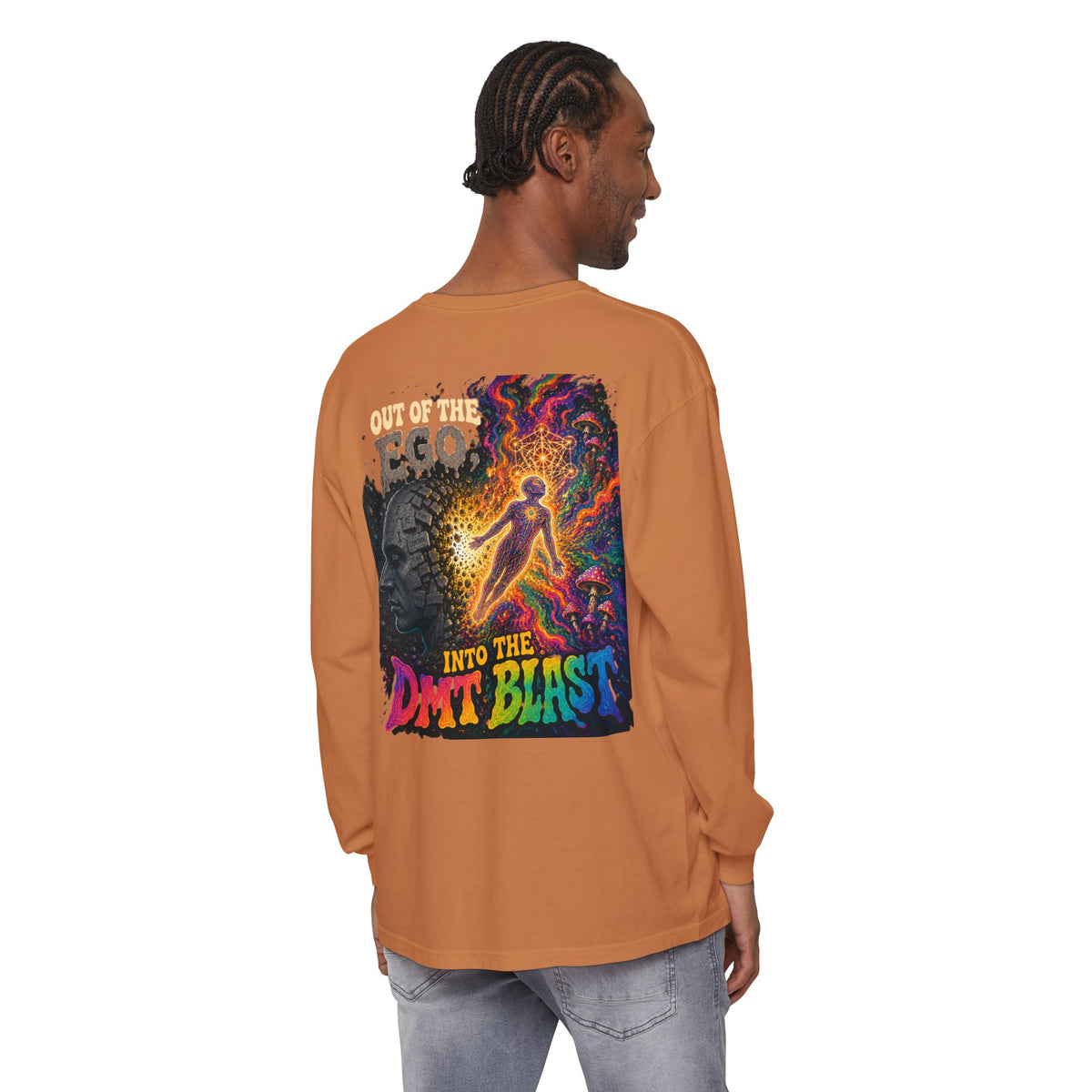 "Out of the Ego" Long Sleeve T-Shirt — Psychedelic DMT Blast Graphic