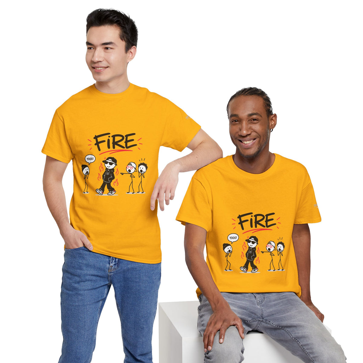 "Fire" Gen Z Slang Stick Figure Tee