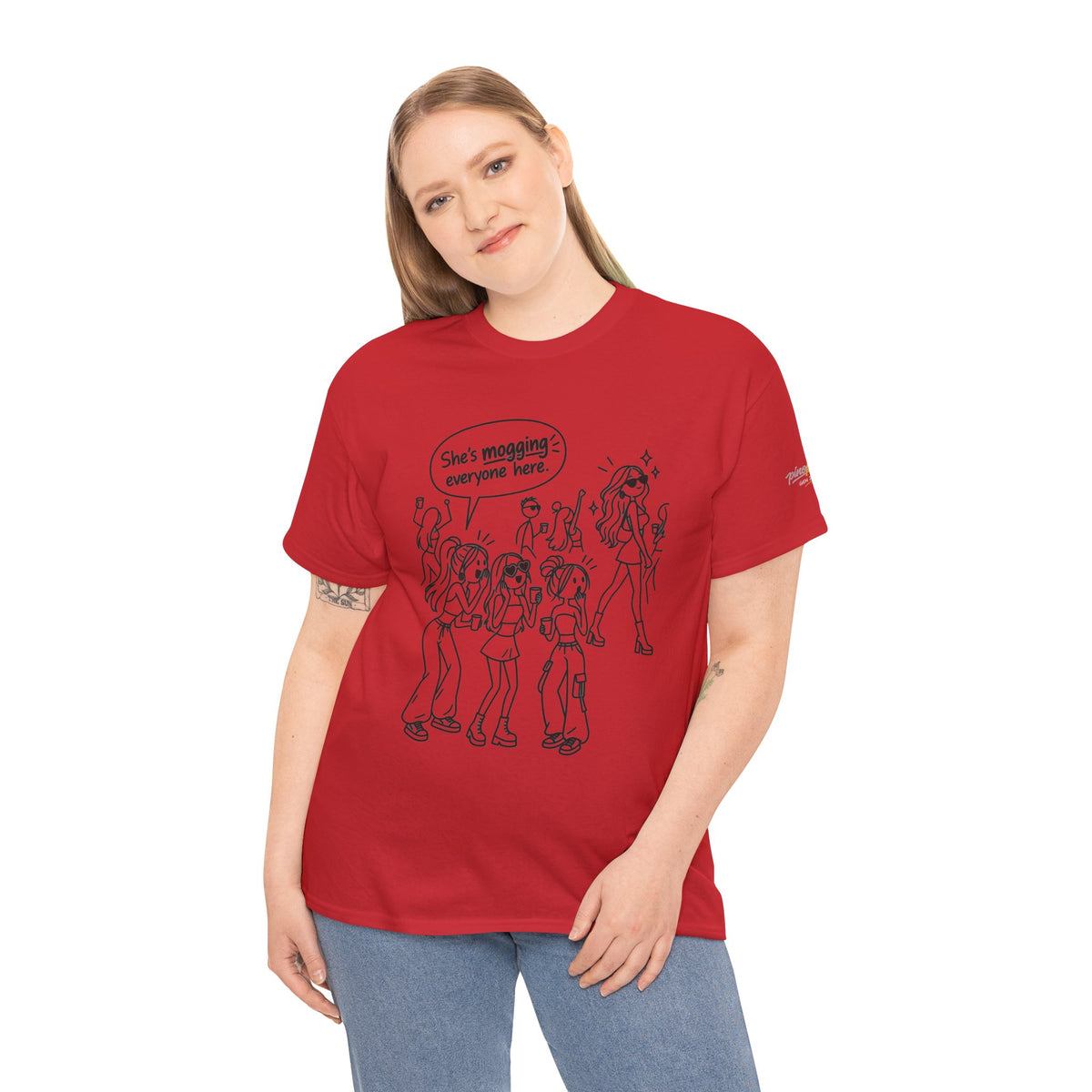 "She's mogging everyone here" Cartoon Tee