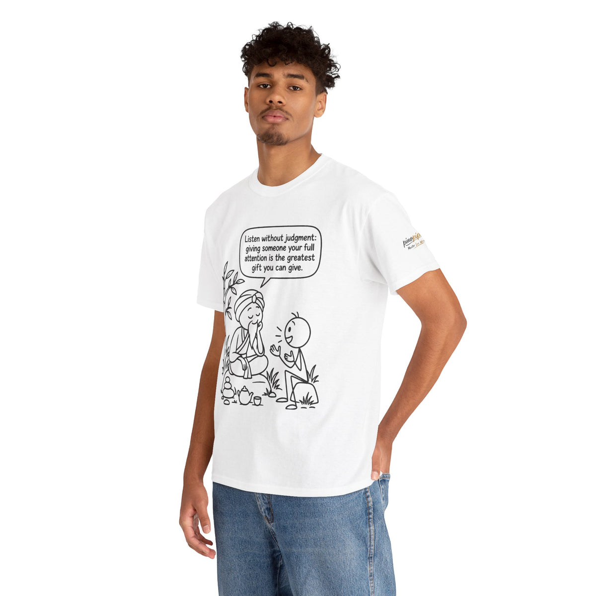 Mindful Listening Tee — "Listen without judgment" Meditation Quote T-Shirt