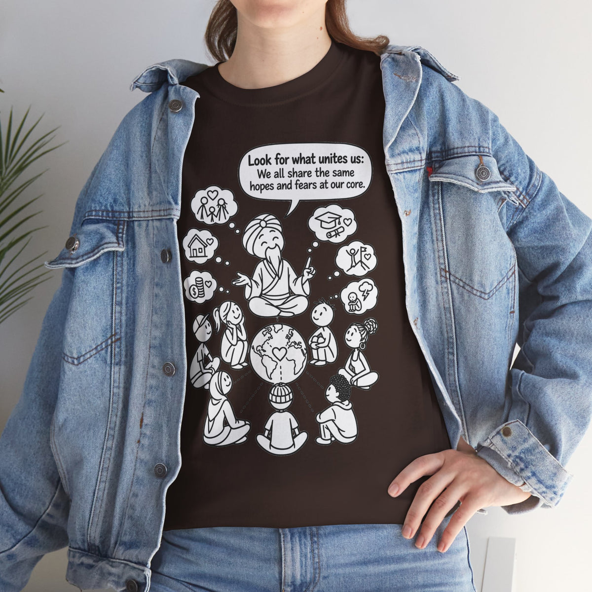 "Look for what unites us" Community Peace Crewneck Tee