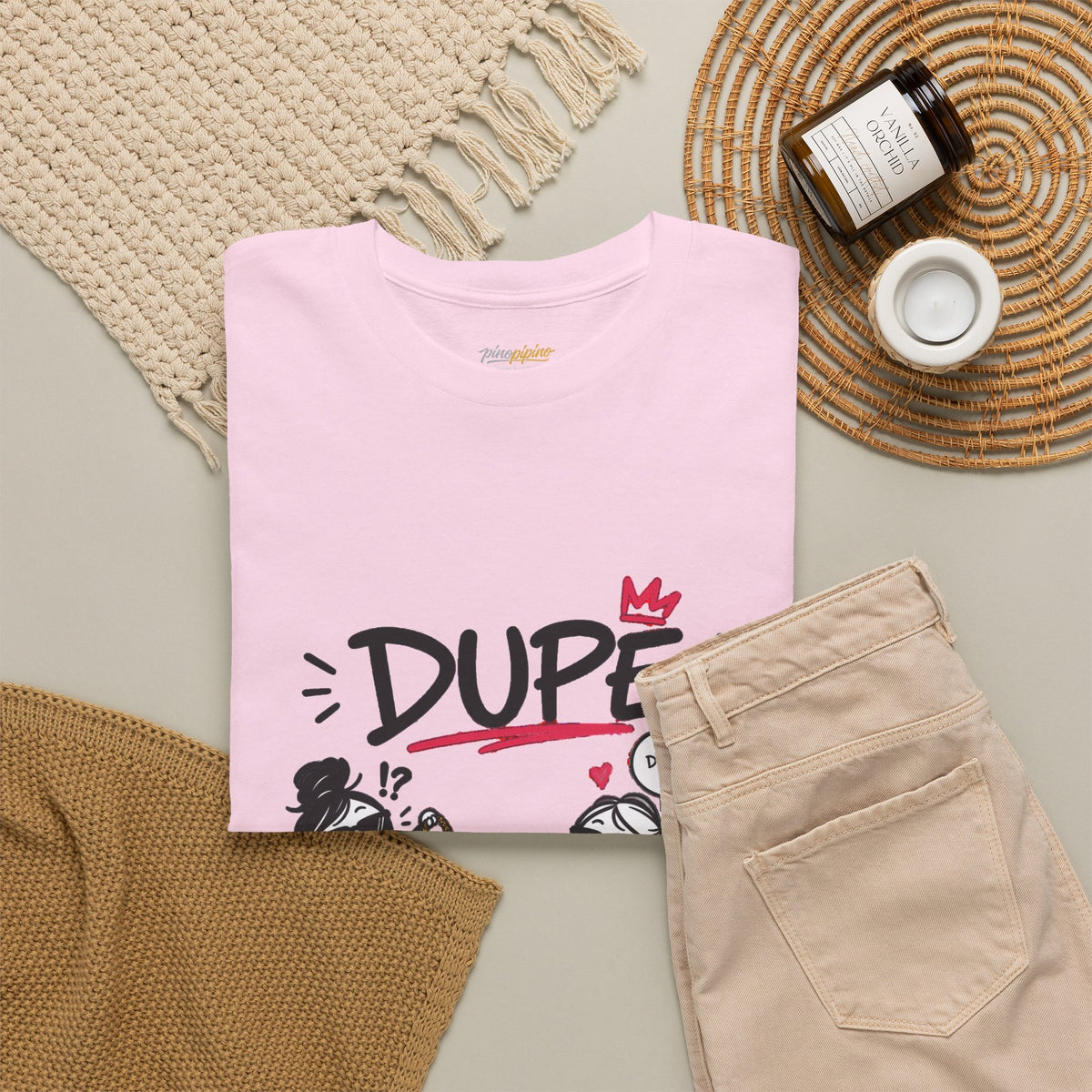 "Dupe" Shopping Cartoon Tee — Funny Gen Z Slang