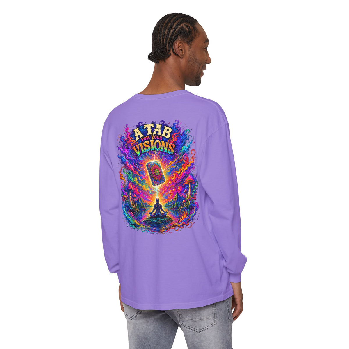 "A Tab for Your Visions" Long Sleeve Psychedelic T‑Shirt