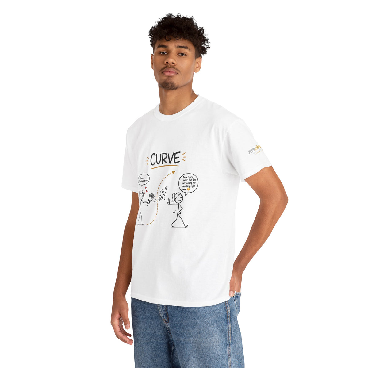 "Curve" Graphic Tee — Funny Gen Z Slang Stick Figure T-Shirt