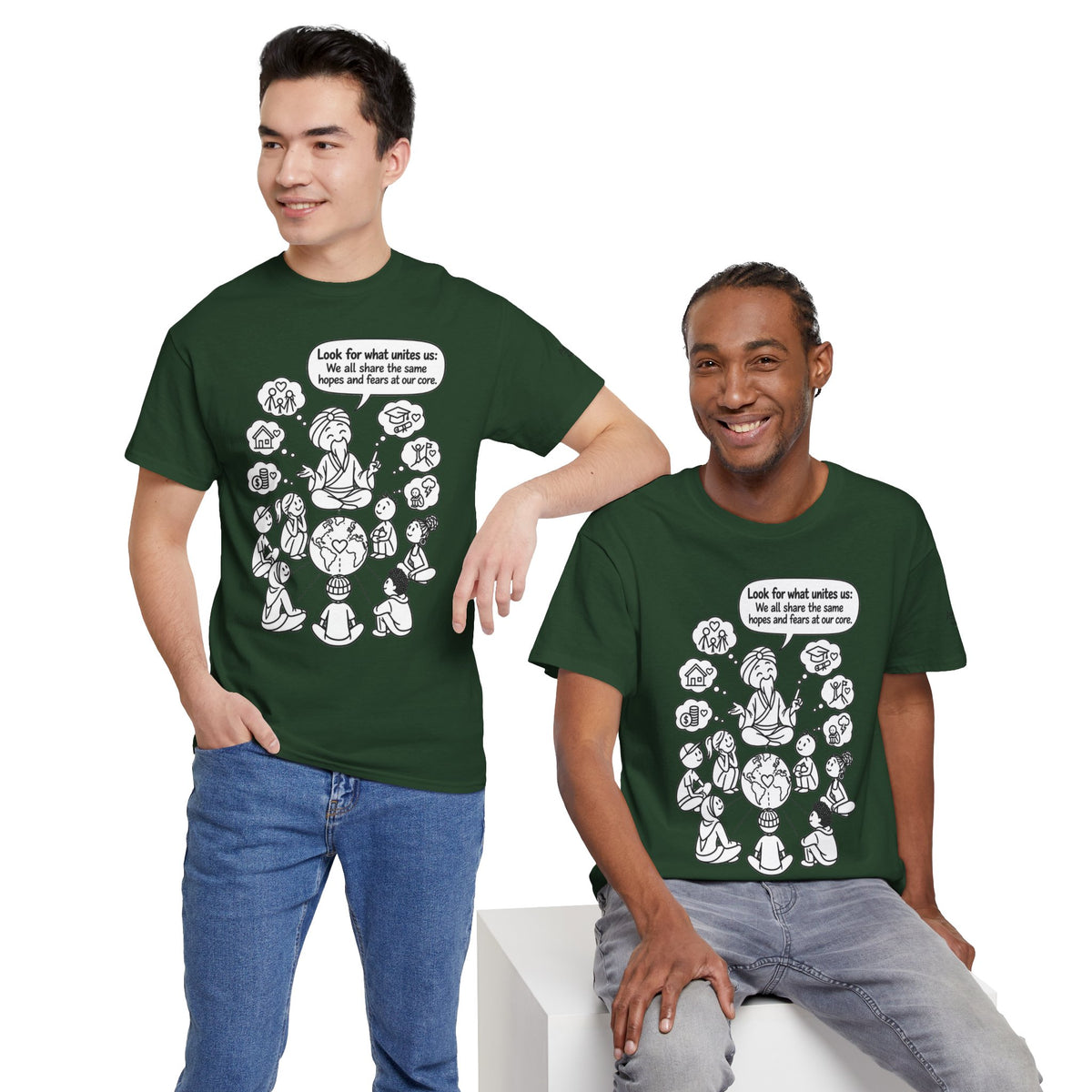"Look for what unites us" Community Peace Crewneck Tee