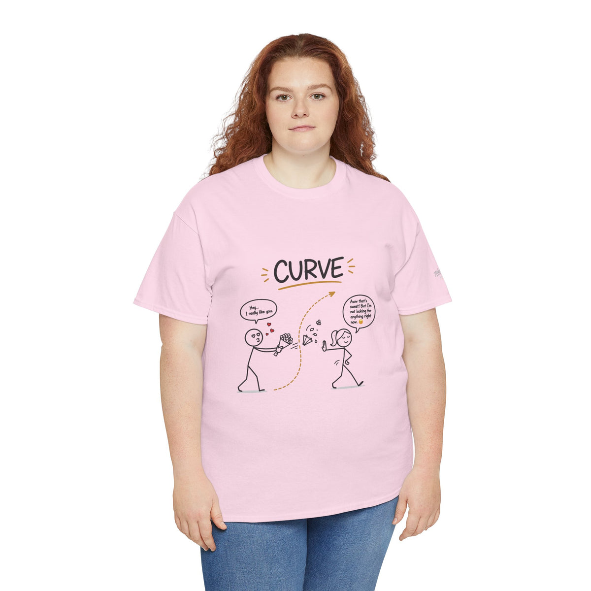 "Curve" Graphic Tee — Funny Gen Z Slang Stick Figure T-Shirt