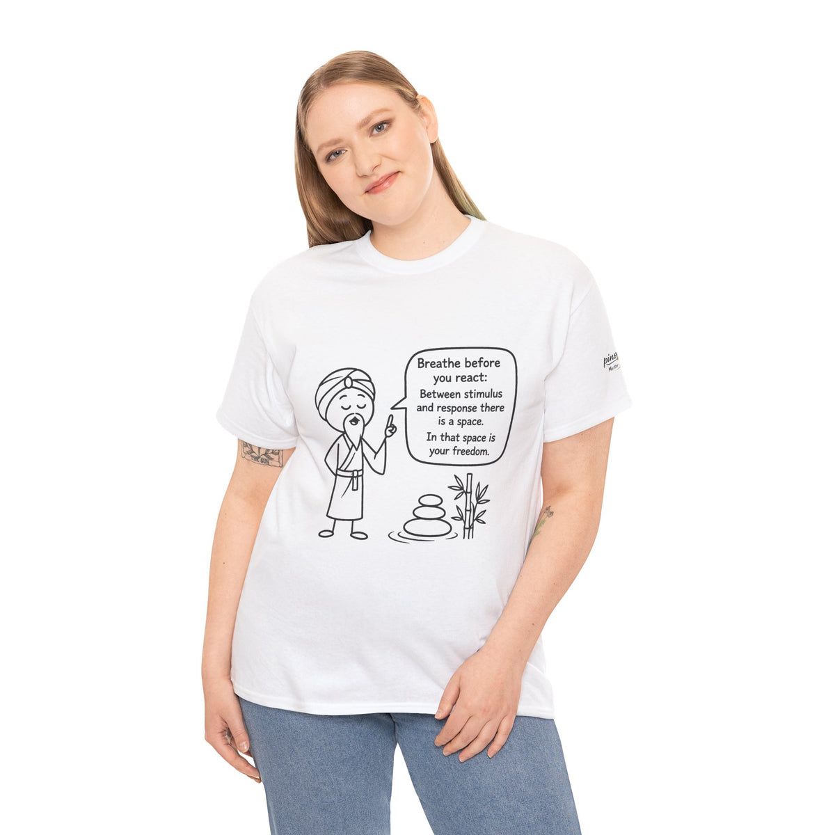 Mindful Guru T‑Shirt — "Breathe before you react" Meditation Tee