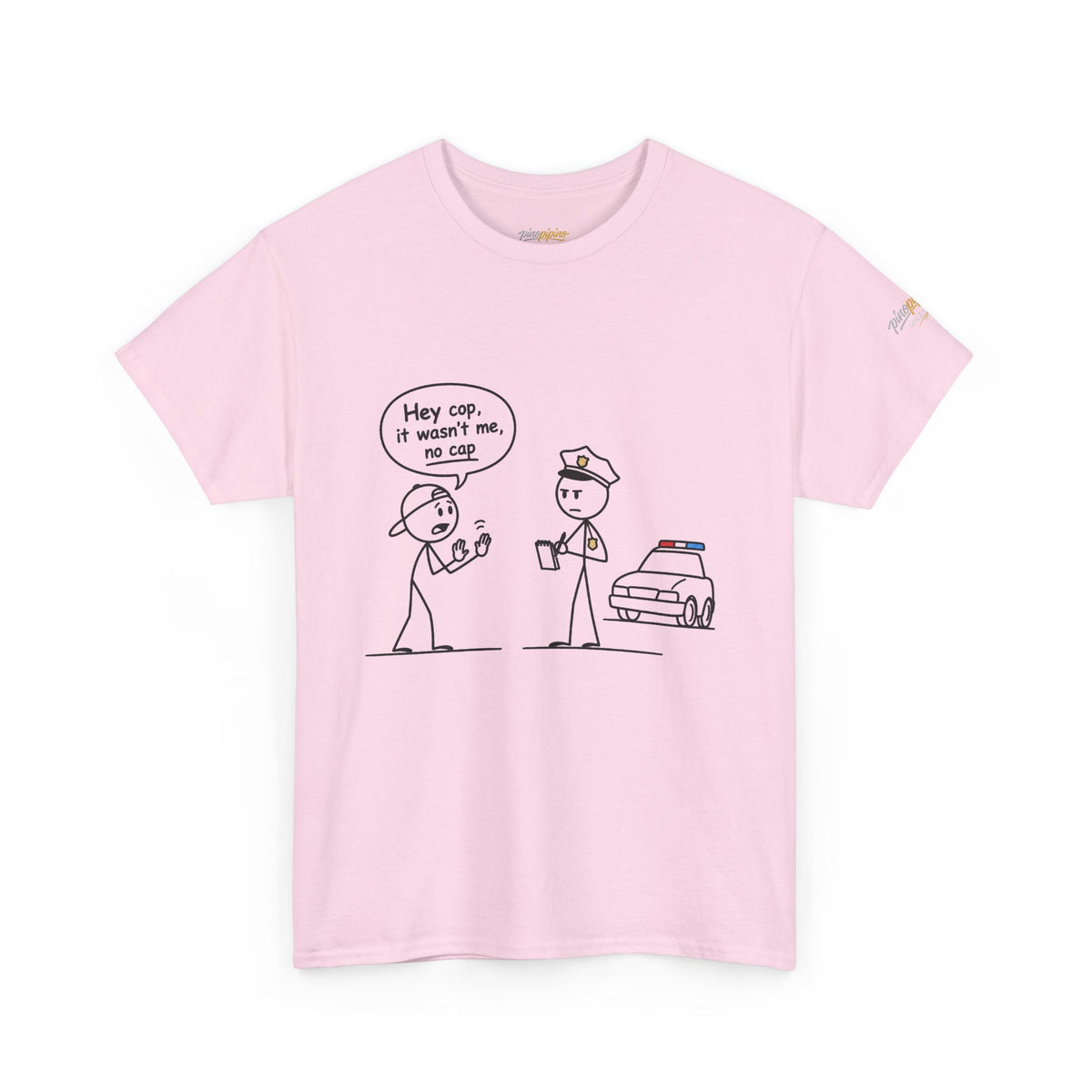 Funny "Hey Cop, It Wasn't Me, No Cap" Police Cartoon Tee