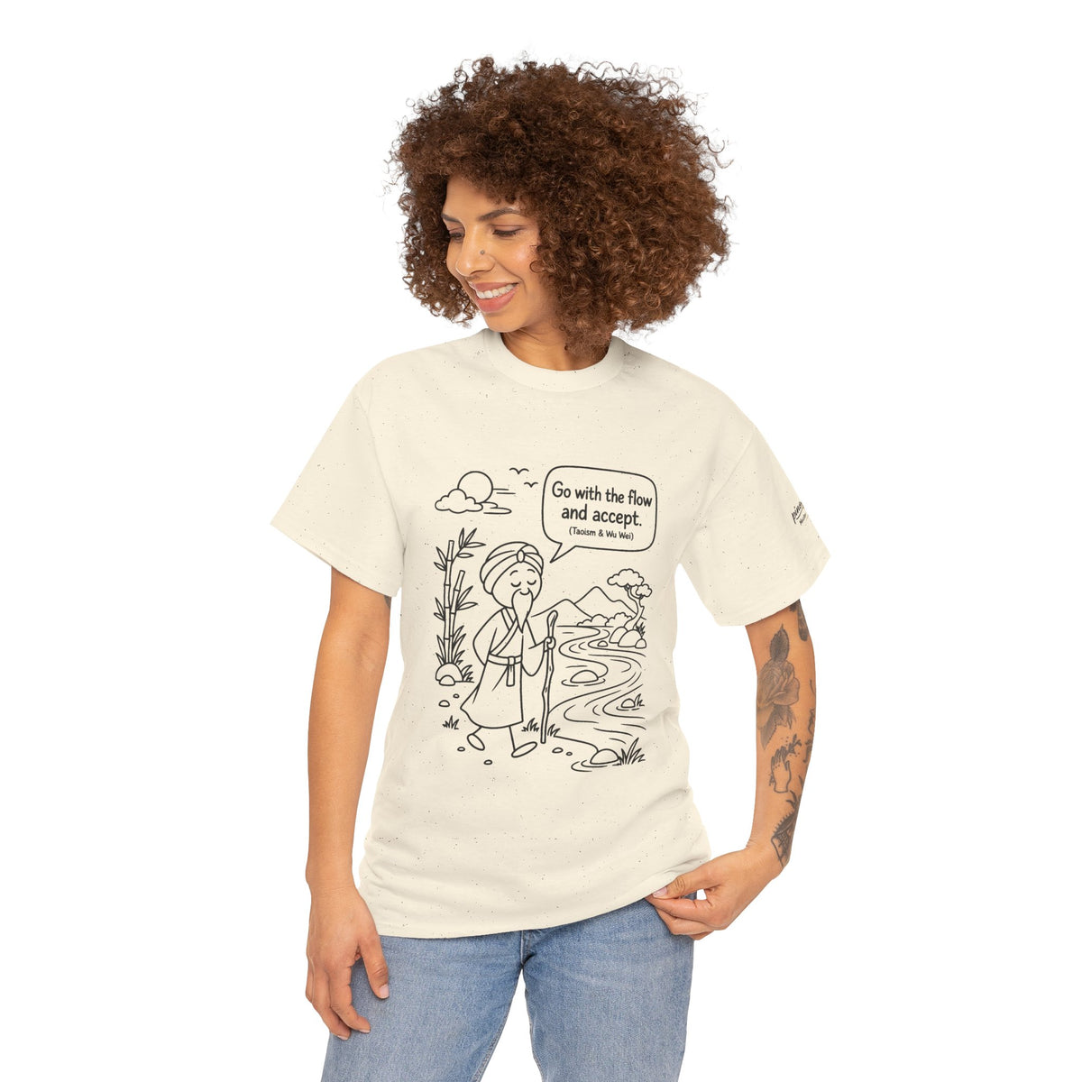 "Go With the Flow" Meditation Tee — Calm Journey Graphic T-Shirt