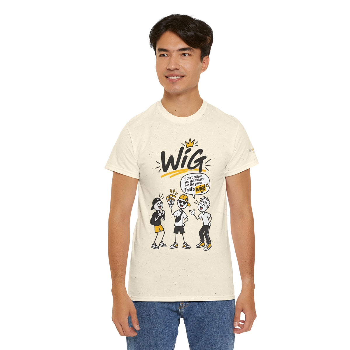 "Wig" Gen Z Slang Graphic Tee — Funny Cartoon Crew Shirt