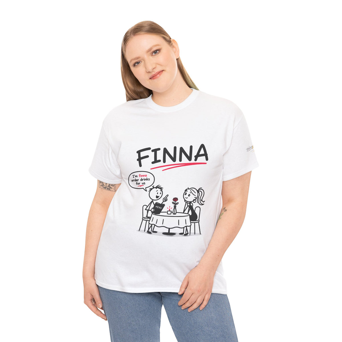 "FINNA" Gen z Slant Cartoon Tee