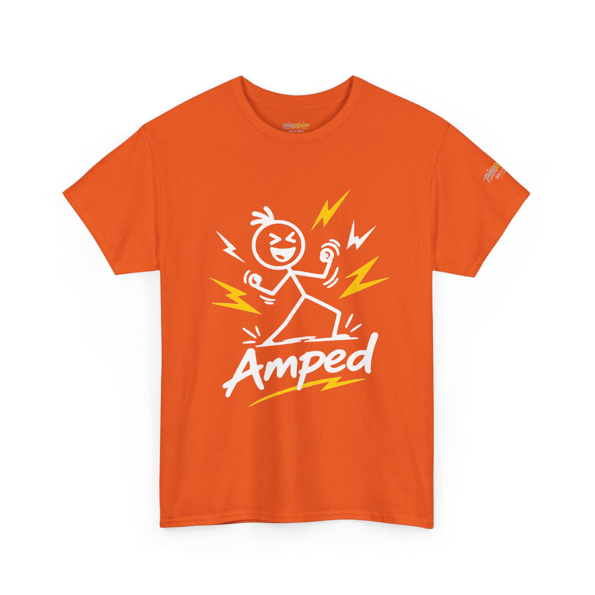"Amped" Lightning Bolt Tee — Minimal Gen Z Slang Graphic T-Shirt