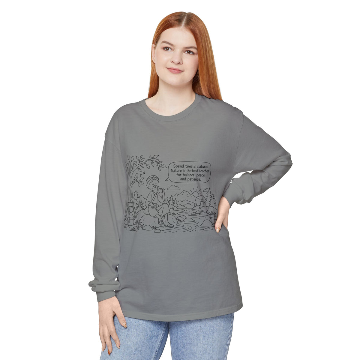Long Sleeve T‑Shirt — "Spend time in nature" Hiking Graphic Tee