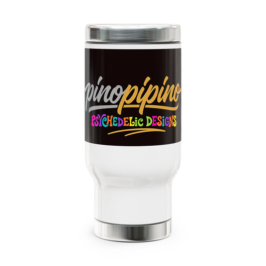 "pinppipino -Psychedelic Series" Stainless Steel Travel Mug with Handle, 14oz