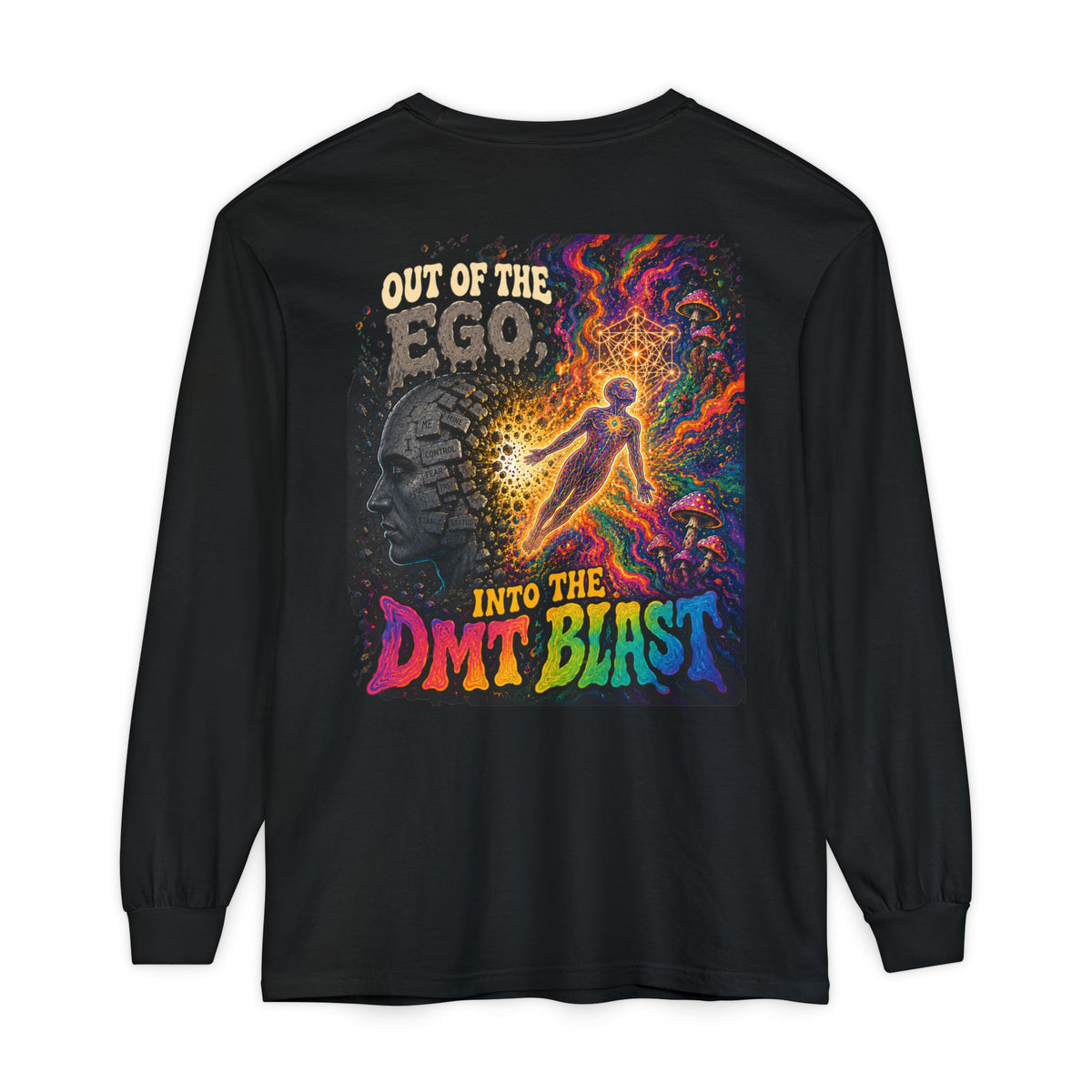 "Out of the Ego" Long Sleeve T-Shirt — Psychedelic DMT Blast Graphic