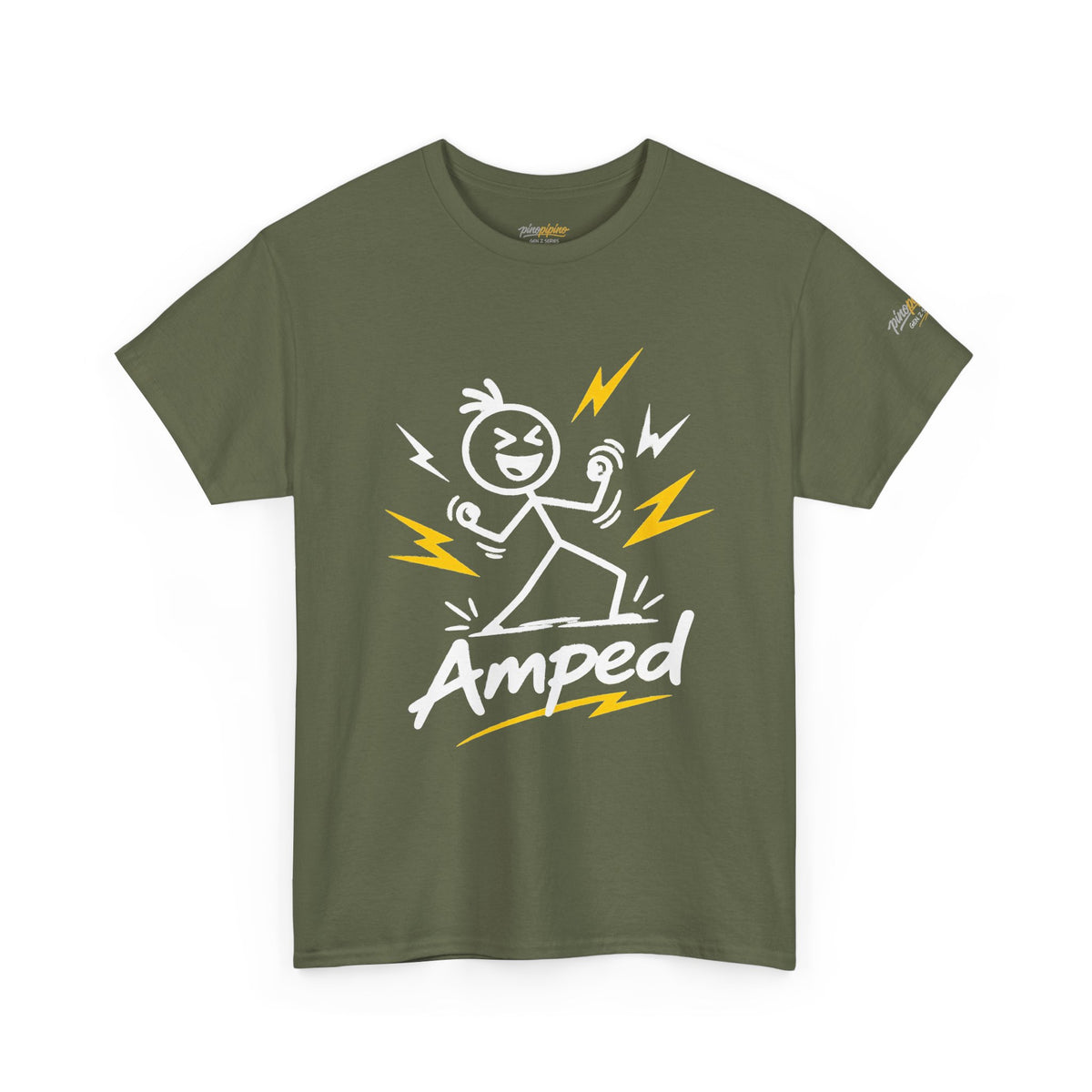 "Amped" Lightning Bolt Tee — Minimal Gen Z Slang Graphic T-Shirt