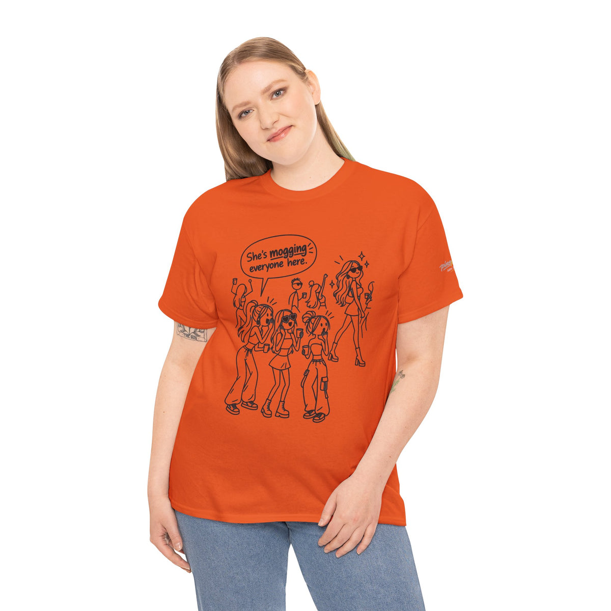 "She's mogging everyone here" Cartoon Tee