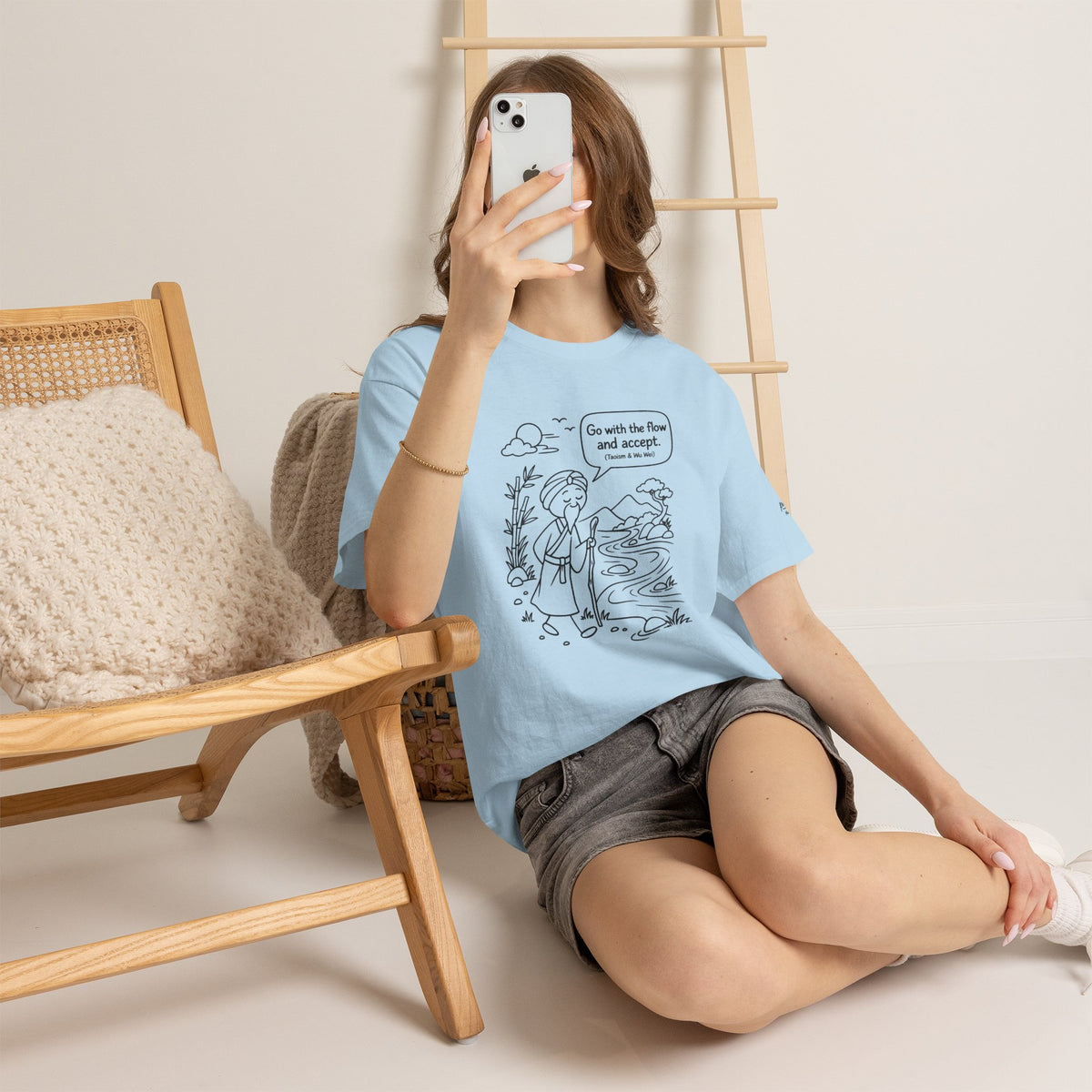 "Go With the Flow" Meditation Tee — Calm Journey Graphic T-Shirt