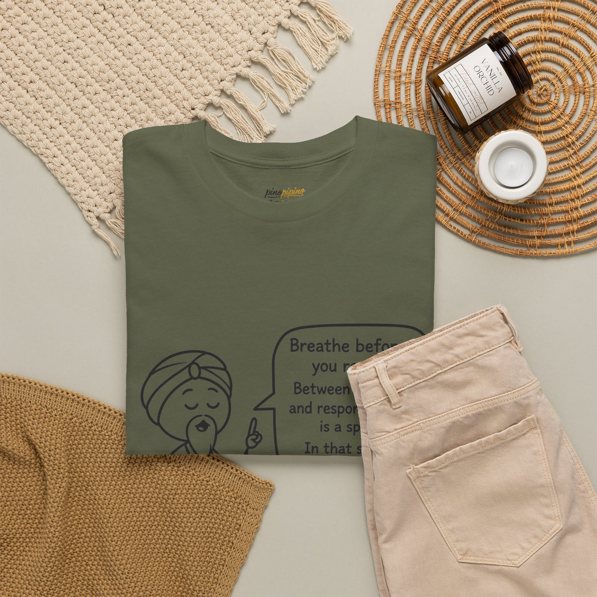 Mindful Guru T‑Shirt — "Breathe before you react" Meditation Tee