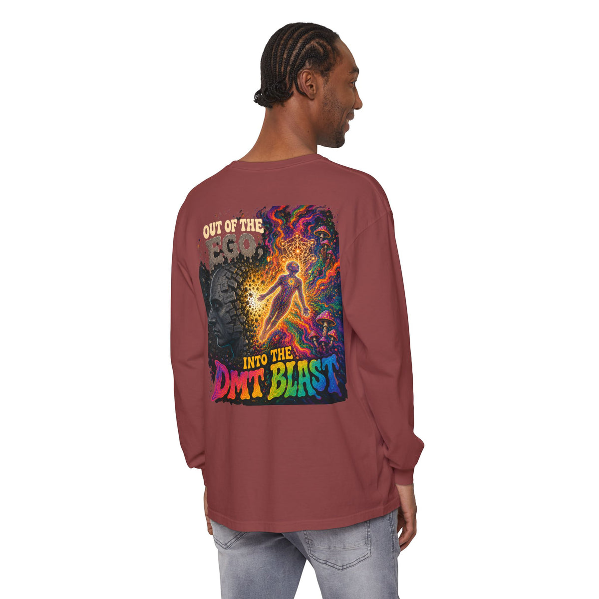 "Out of the Ego" Long Sleeve T-Shirt — Psychedelic DMT Blast Graphic