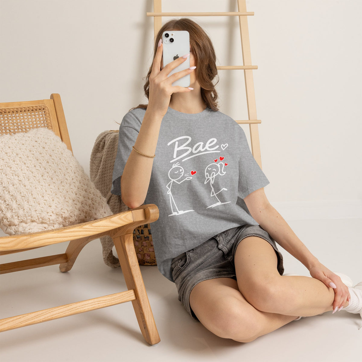 "Bae" Stick Figure Couple T‑Shirt — Cute Romantic Tee