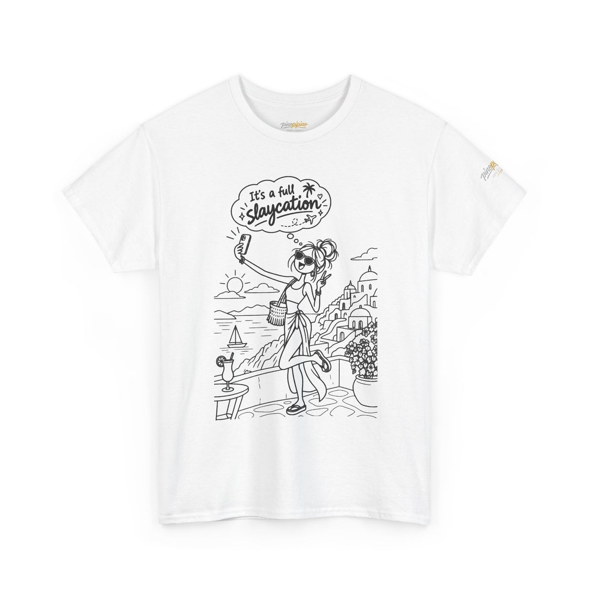 T-Shirt — "It's a Slaycation" Retro Beach Girl Graphic Tee