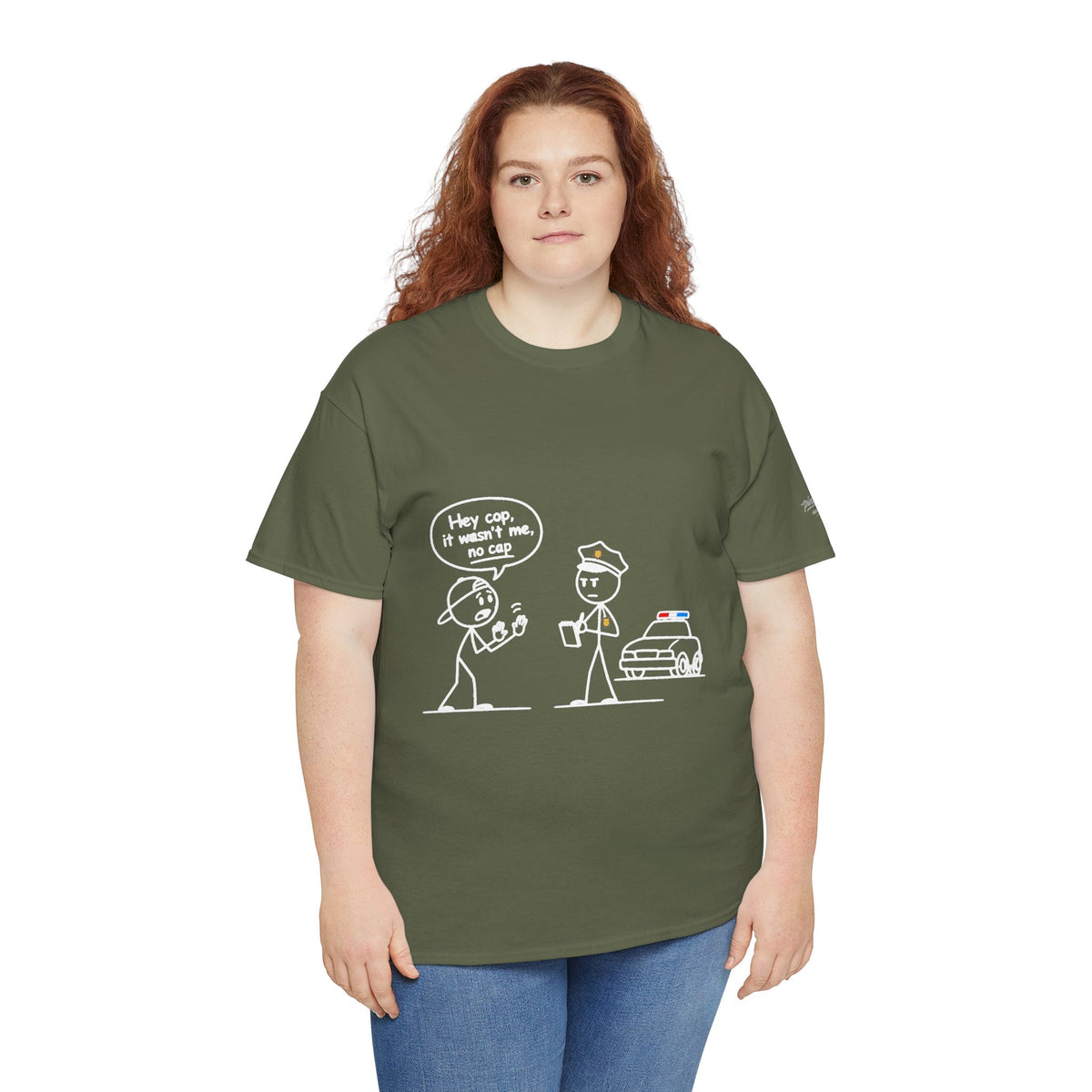 Cartoon Minimalist "No Cap" Gen Z Slang Tee