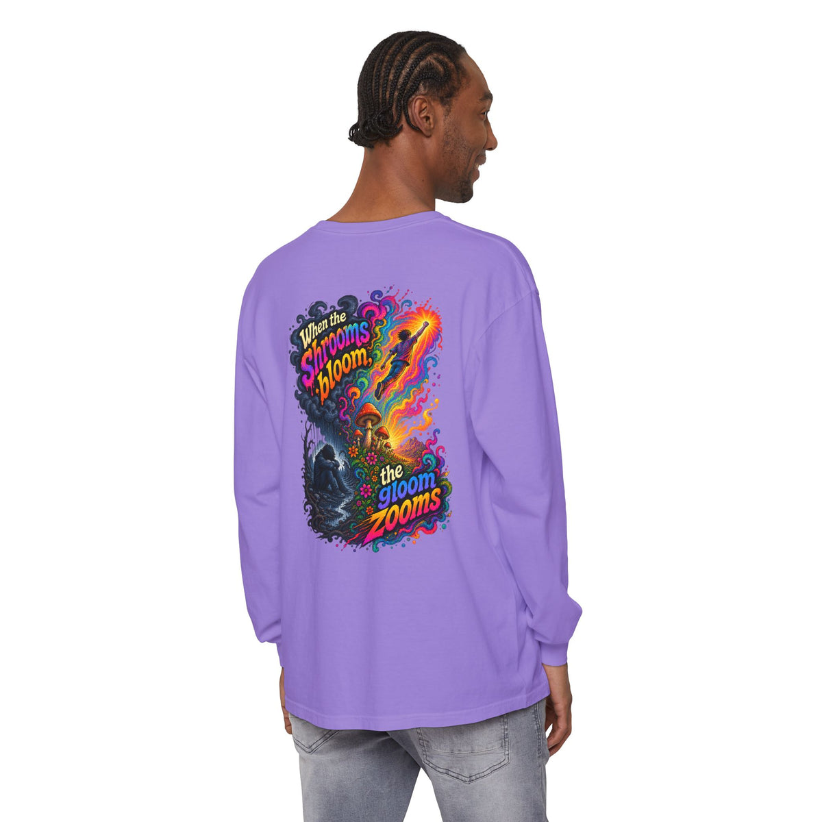 "When the Shrooms Bloom, The Goom Zooms" Psychedelic Design Long Sleeve T-Shirt