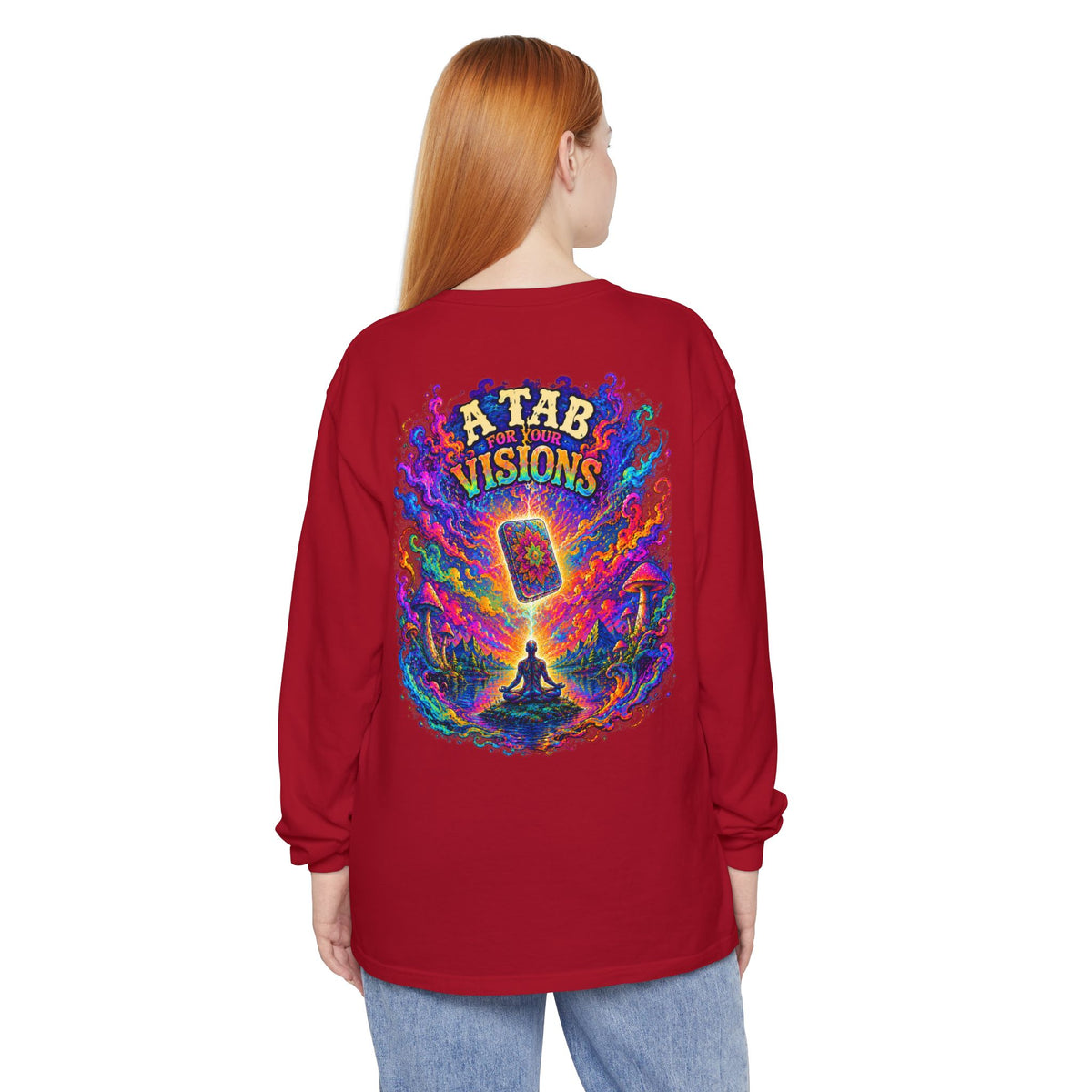 "A Tab for Your Visions" Long Sleeve Psychedelic T‑Shirt