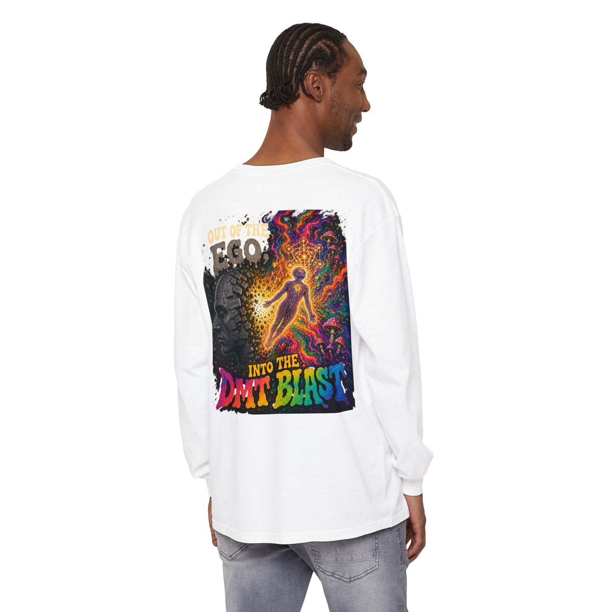 "Out of the Ego" Long Sleeve T-Shirt — Psychedelic DMT Blast Graphic