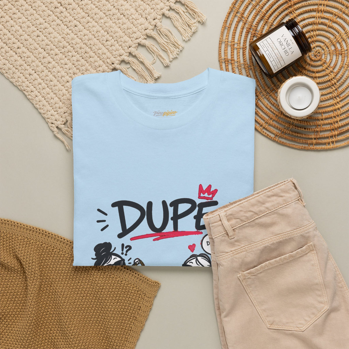 "Dupe" Shopping Cartoon Tee — Funny Gen Z Slang