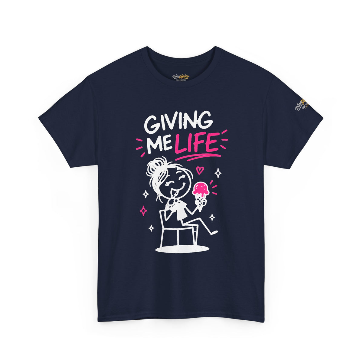 Cute "Giving Me Life" Graphic Sketch Cotton T‑Shirt