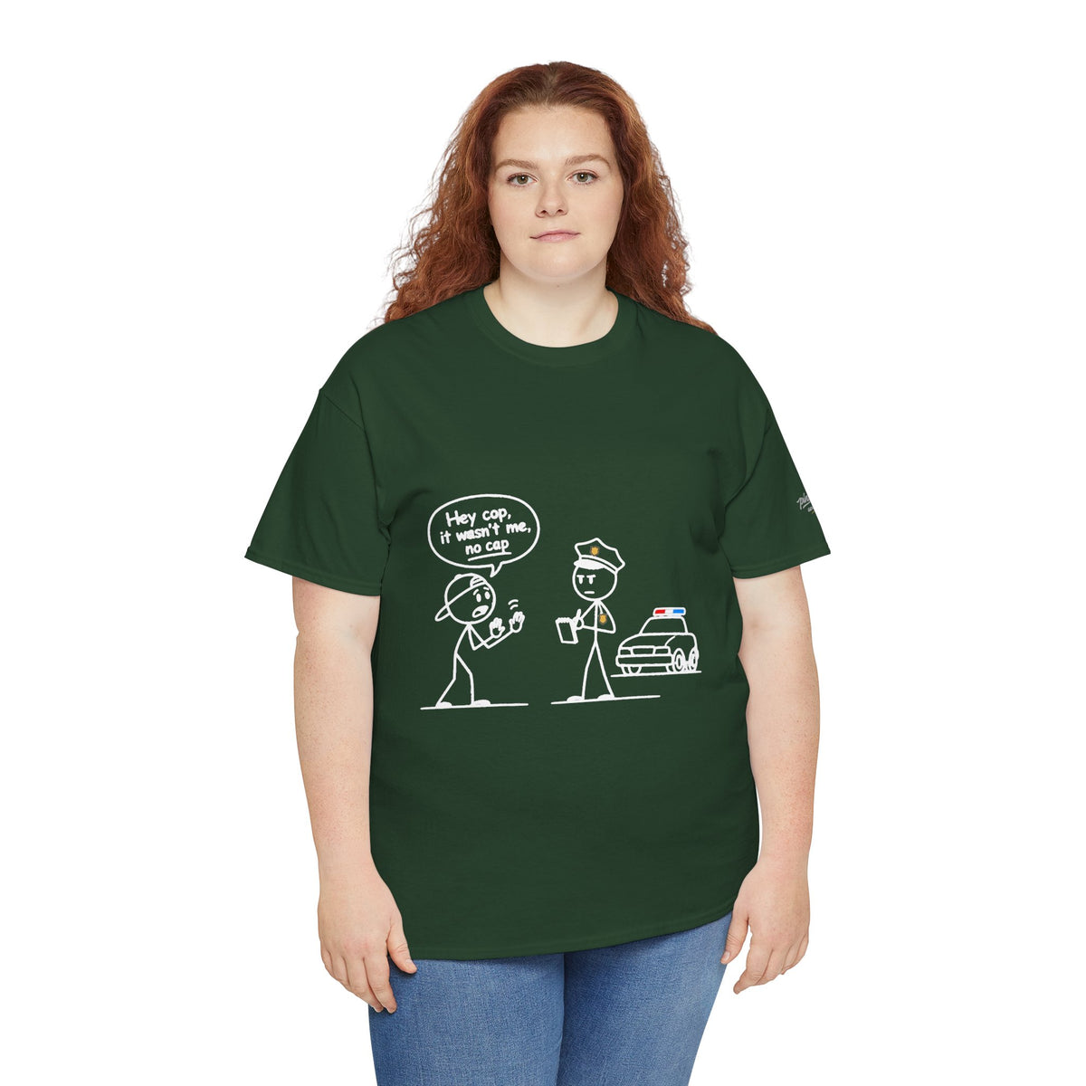 Cartoon Minimalist "No Cap" Gen Z Slang Tee