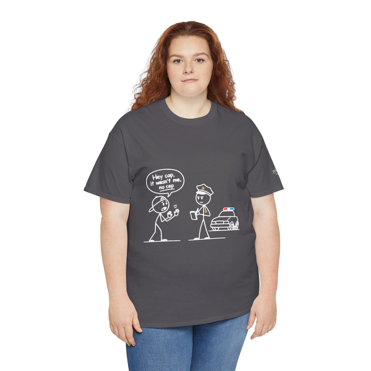 Cartoon Minimalist "No Cap" Gen Z Slang Tee