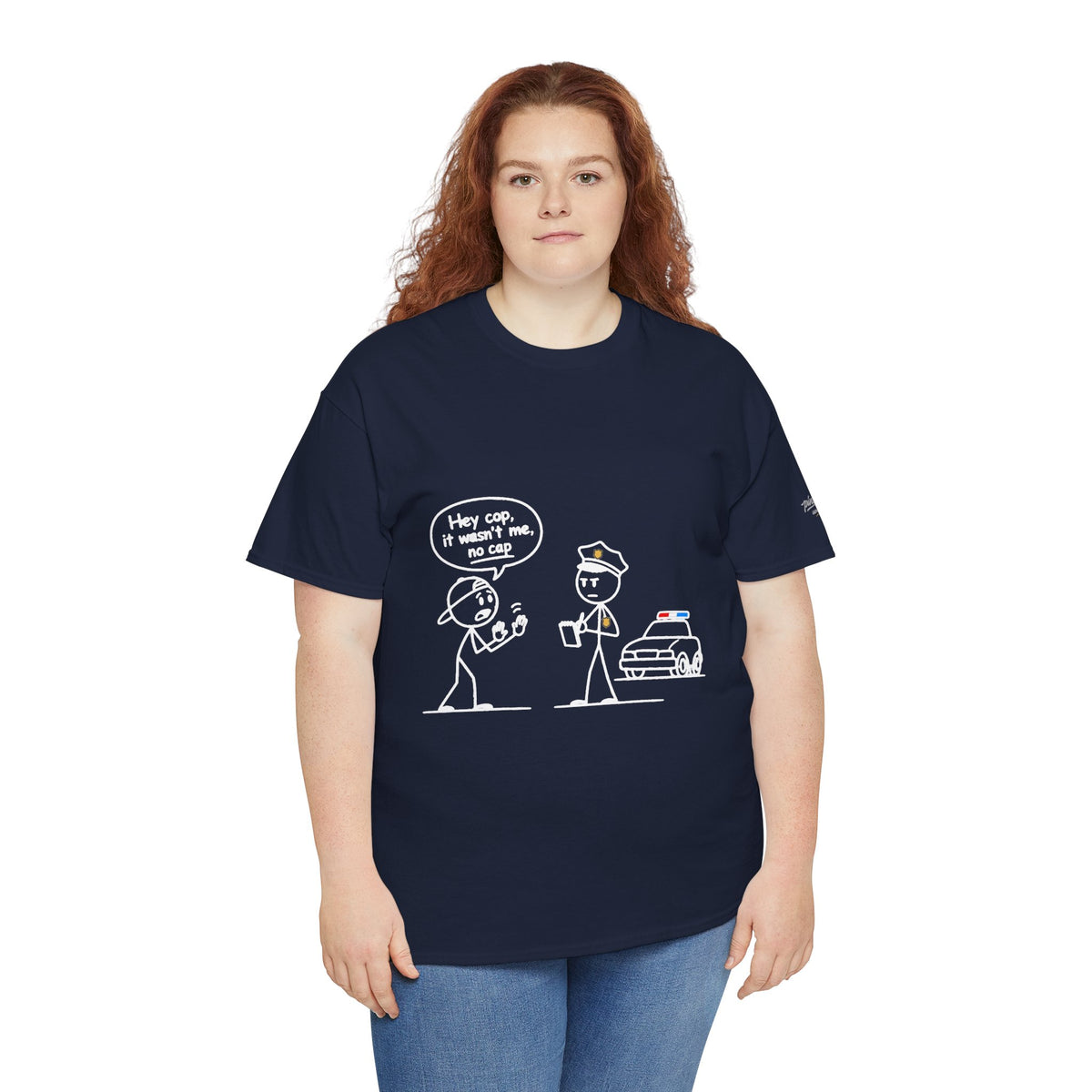 Cartoon Minimalist "No Cap" Gen Z Slang Tee
