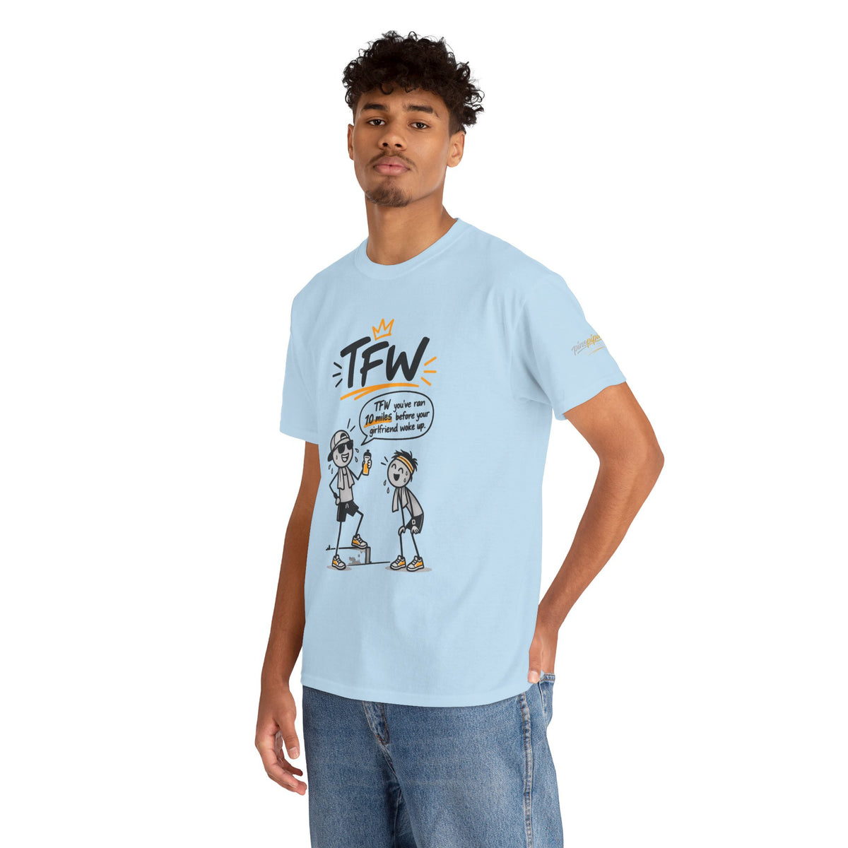 "TFW" Funny Cartoon Tee — "TFW you've ran 10 miles before your girlfriend woke up"