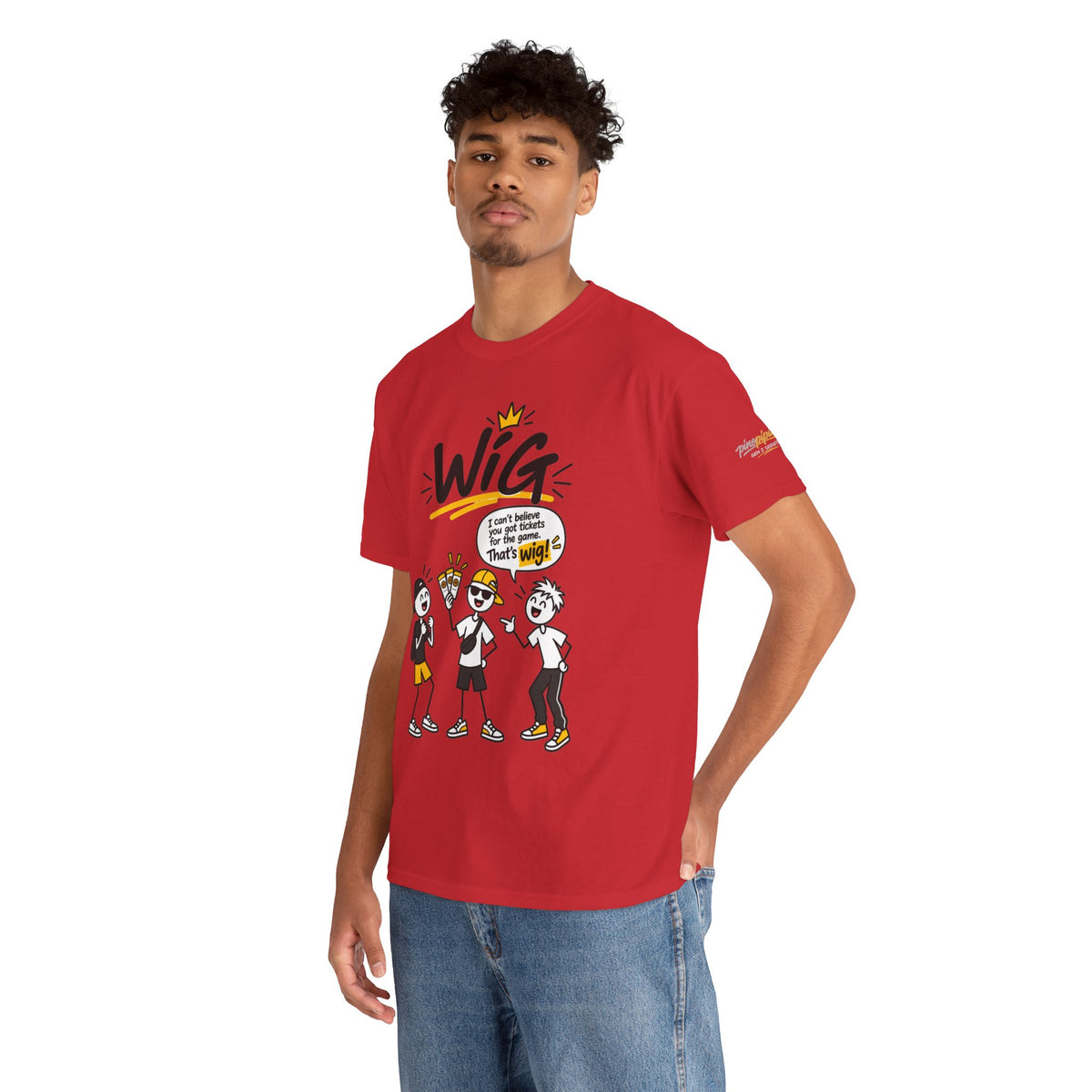 "Wig" Gen Z Slang Graphic Tee — Funny Cartoon Crew Shirt