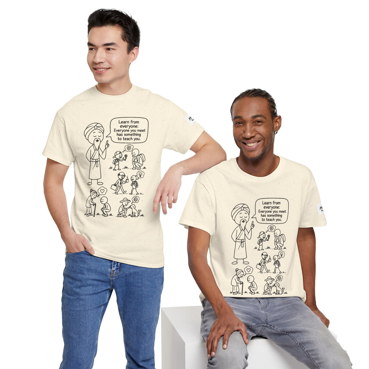 Spiritual Teacher Comic Tee — "Learn from Everyone" Graphic T‑Shirt