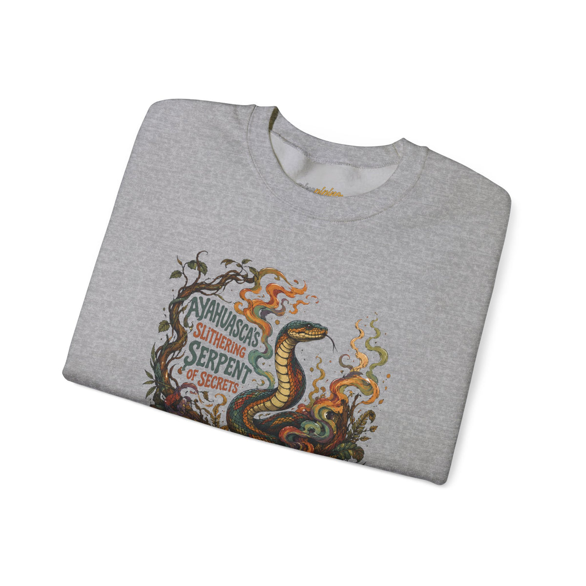 "Ayahuasca Slithering Serpent of Secrets" – Psychedelic Shamanic Snake Design Crewneck Sweatshirt