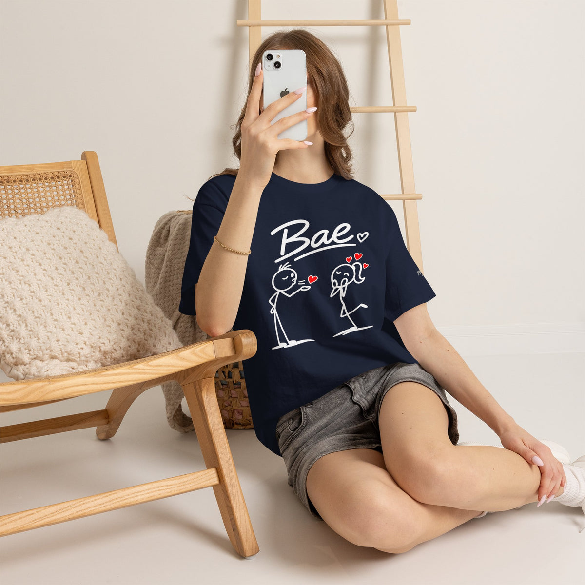 "Bae" Stick Figure Couple T‑Shirt — Cute Romantic Tee