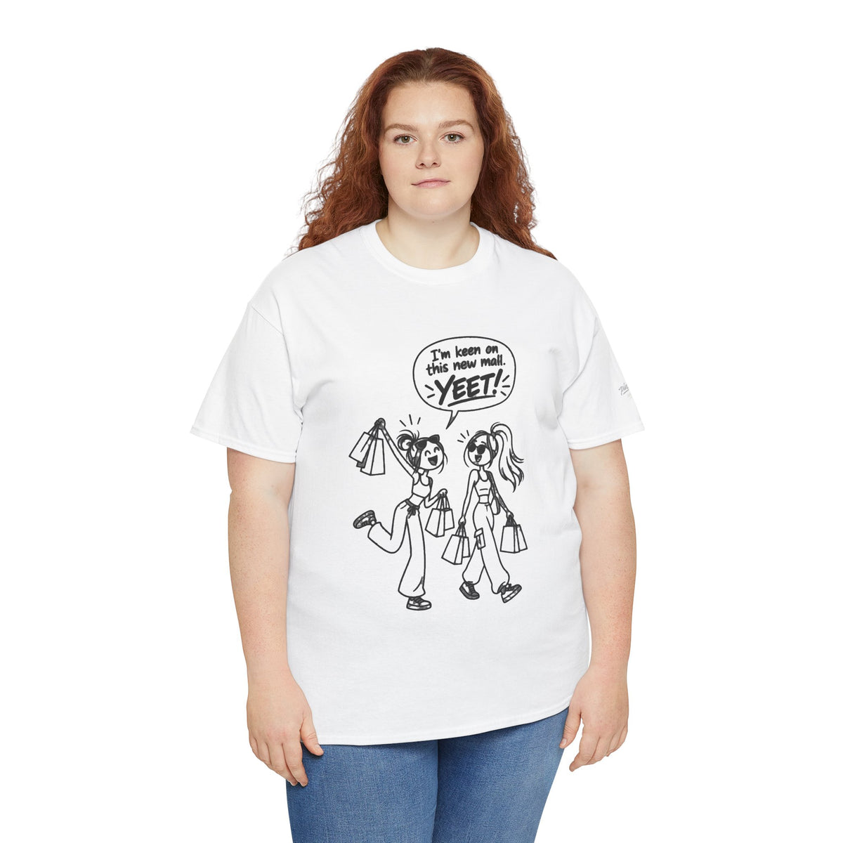 Graphic Tee — "I’m keen on this new mall. YEET" Shopping Cartoon Shirt