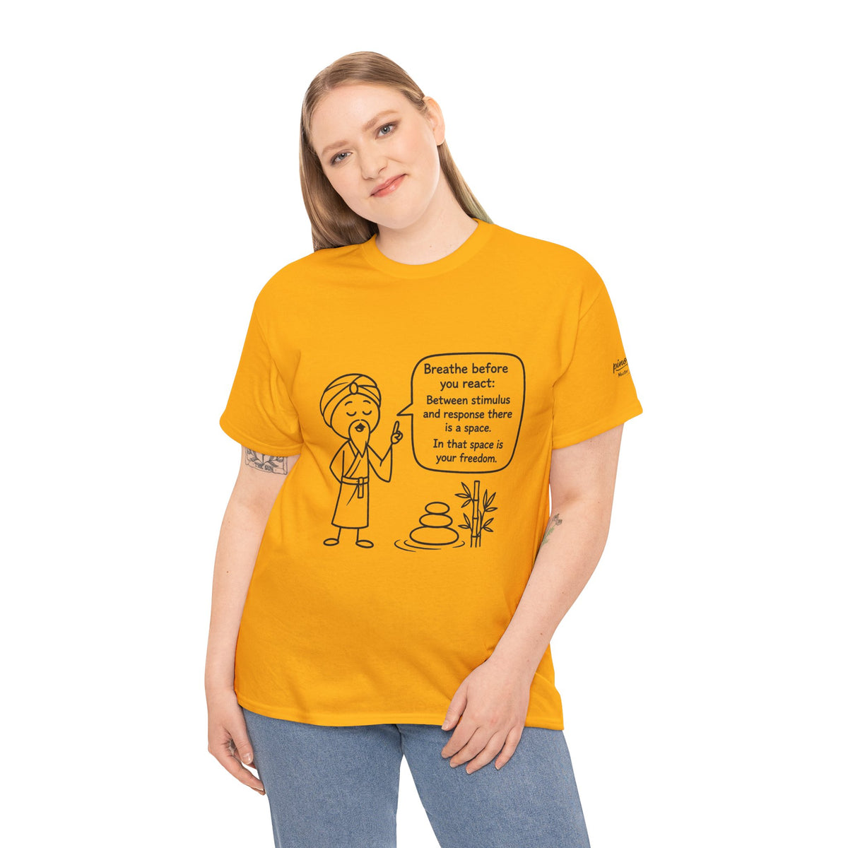 Mindful Guru T‑Shirt — "Breathe before you react" Meditation Tee