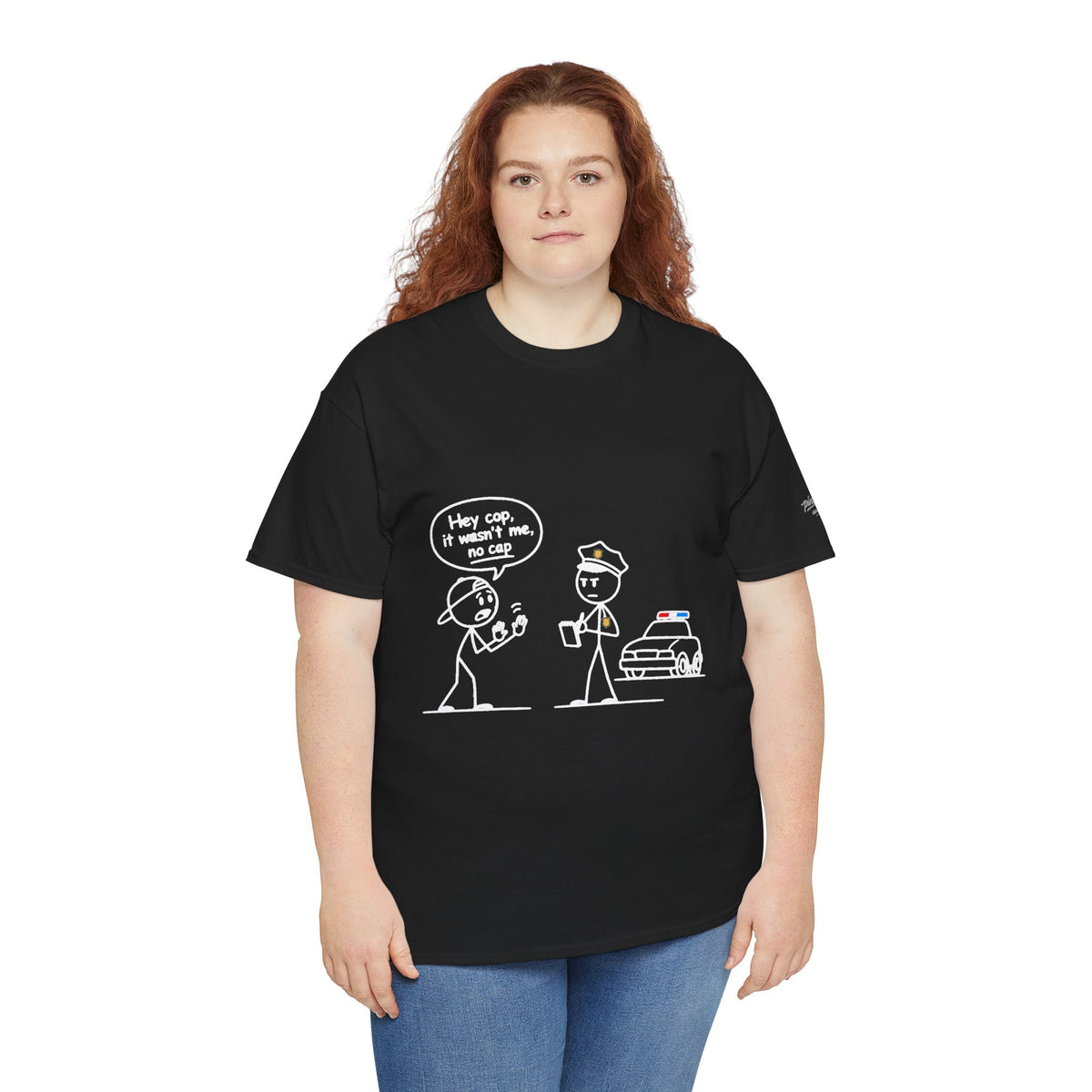 Cartoon Minimalist "No Cap" Gen Z Slang Tee