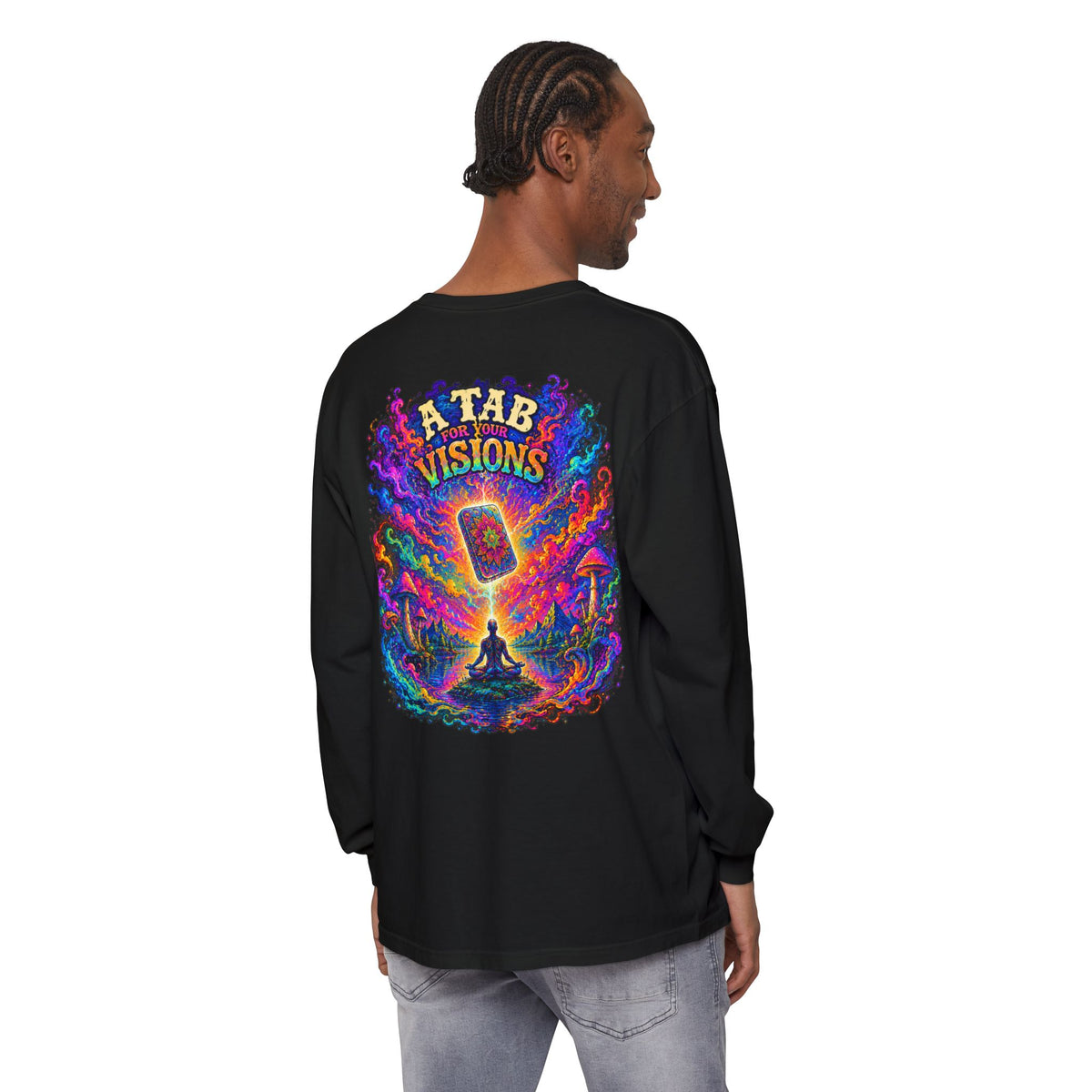 "A Tab for Your Visions" Long Sleeve Psychedelic T‑Shirt