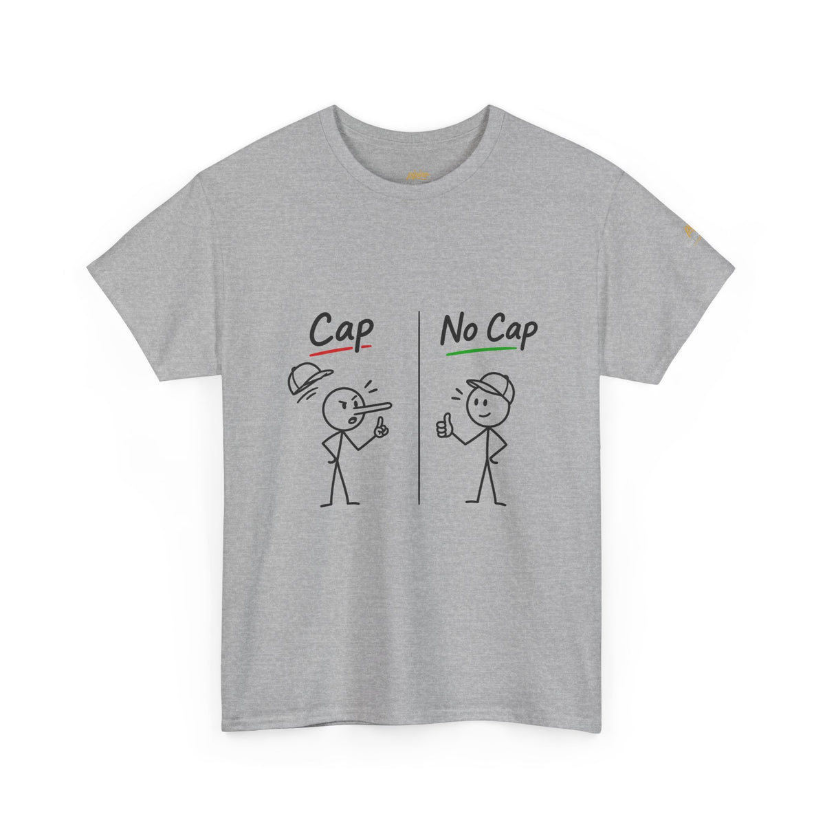"Cap vs No Cap" T-Shirt – Funny Stick Figure Meme Tee