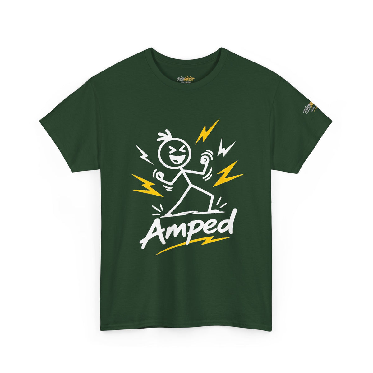 "Amped" Lightning Bolt Tee — Minimal Gen Z Slang Graphic T-Shirt