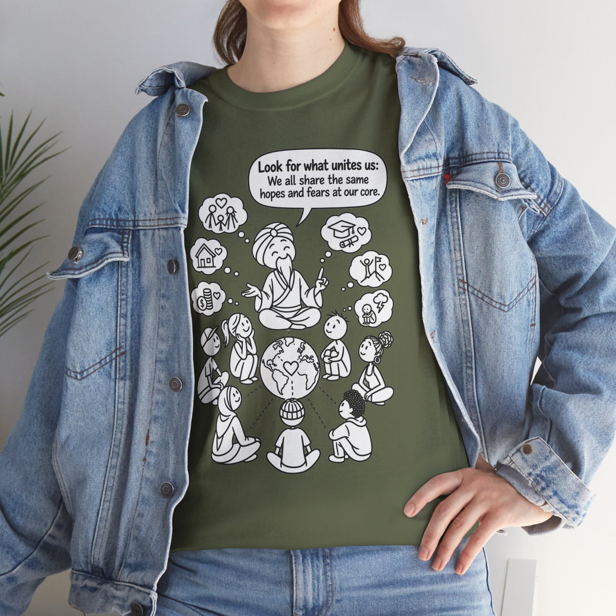 "Look for what unites us" Community Peace Crewneck Tee