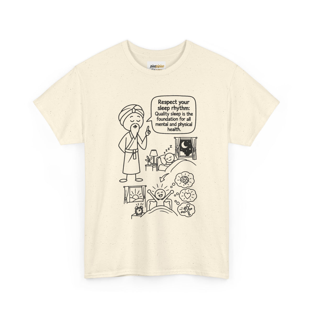Yoga Philosophy Graphic Tee — "Respect Your Sleep Rhythm" Mindful Illustration T-Shirt