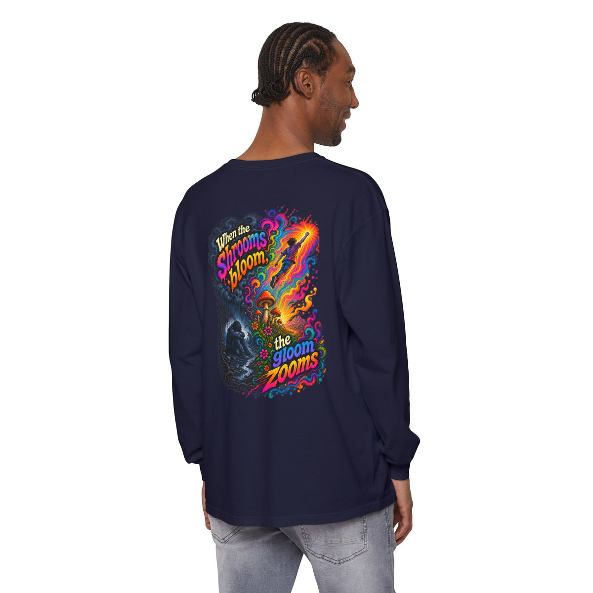 "When the Shrooms Bloom, The Goom Zooms" Psychedelic Design Long Sleeve T-Shirt